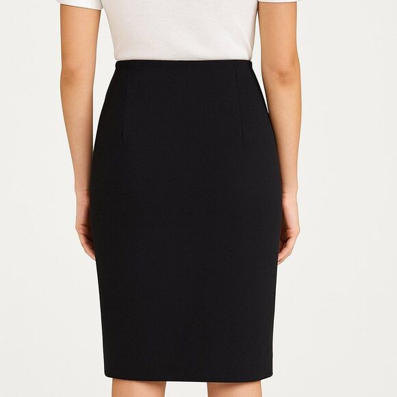 Vince XS Black Pencil Skirt Cotton Blend Stretch Pull On Front Vent Office Party - Picture 2 of 8
